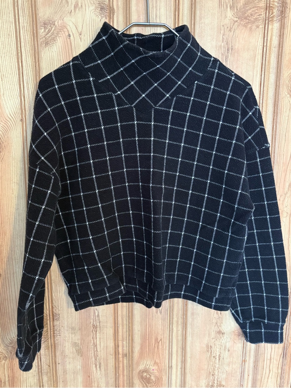 Madewell woman’s Black Windowpane Mock Neck Sweater size: S